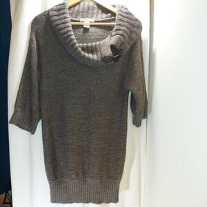 𝅺design History Brown Rib Knit Mock Turtle Women's Sweater,  Medium